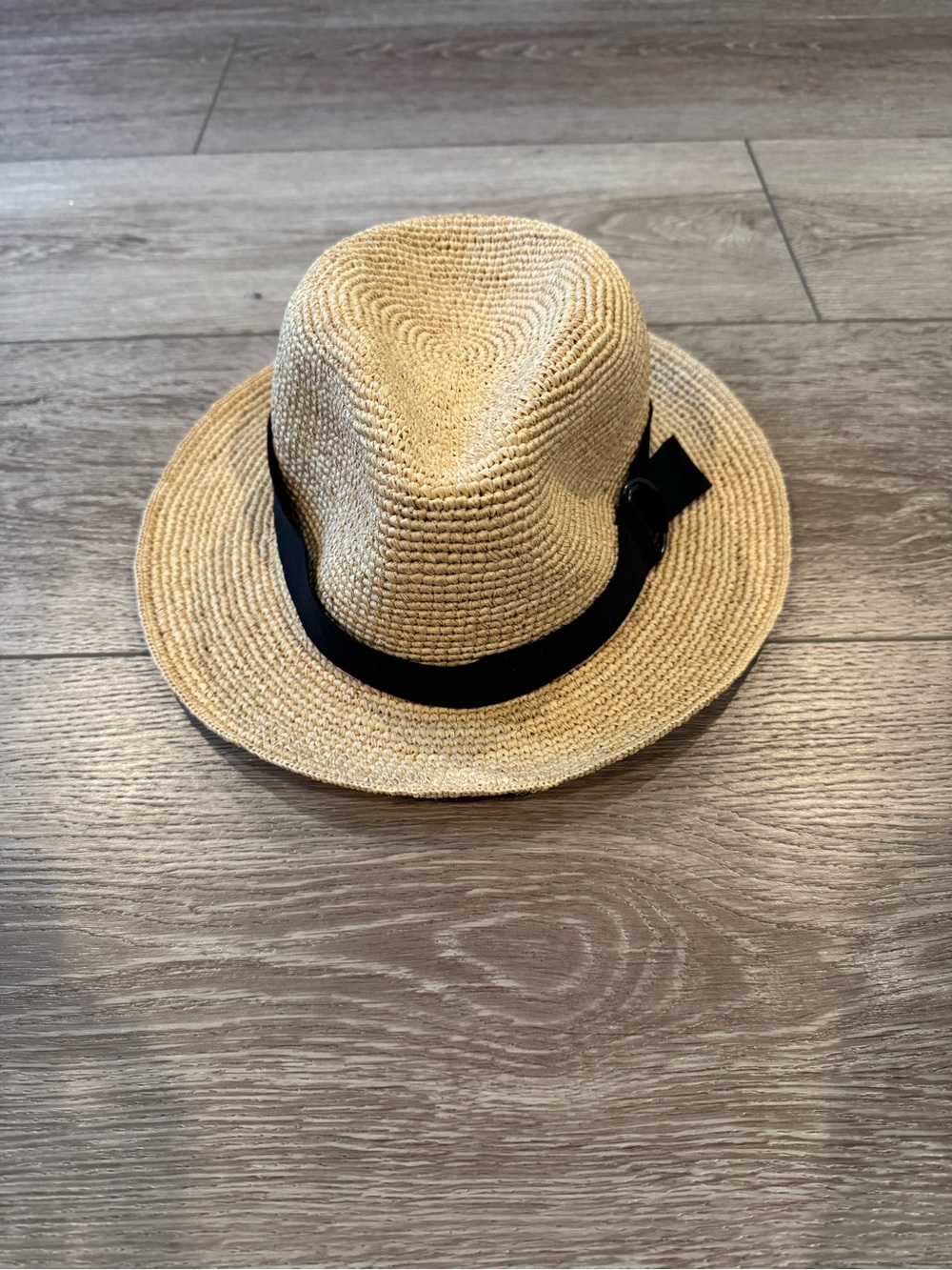Muji Straw Hat with Black Band - Natural, Packable